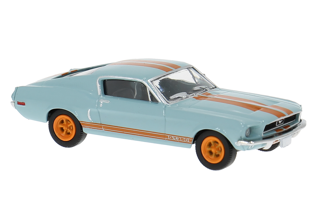 Brekina: Ford Mustang Fastback (1968), hellblau/orange