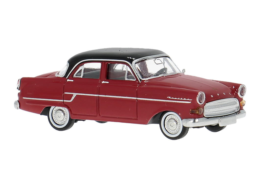 Brekina: Opel Kapitän (1956), dunkelrot / schwarz