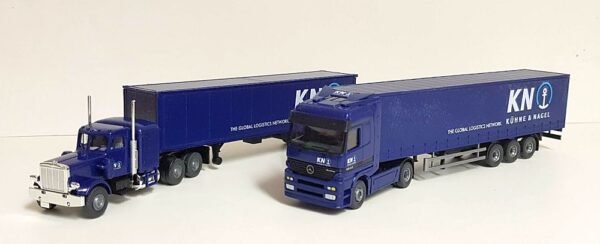 Wiking: Werbemodellset "Kühne & Nagel" (Peterbilt/MB Actros)-18410