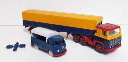 Wiking: VW T1 Pr/Pl, ozeanblau + Scania 111 Sz. stahlblau-0