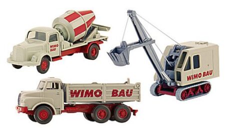 Wiking: "WiMo-Bau" Set 3: Krupp Ardelt Löffelbagger, MAN Hochbordkipper und MB L 3500 Betonmischer-0